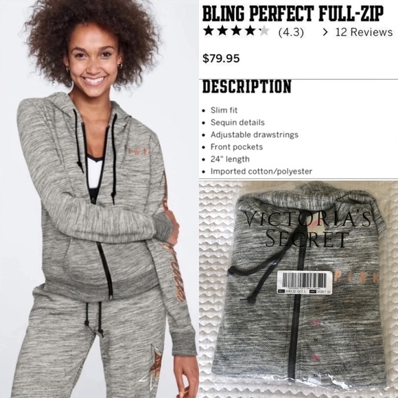 💗PINK VS 🌟Star Bling ✨Hoodie💗 - Picture 3 of 16